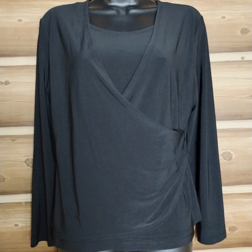 5/$20 Coldwater creek women long slevee black blouse size small - Picture 5 of 9